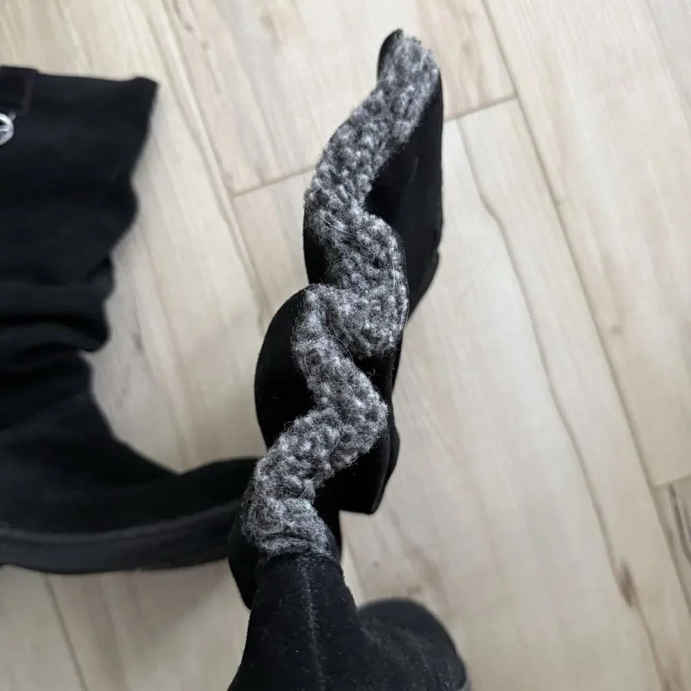 NEW AK ANNE KLEIN KAIL BLACK SUEDE Faux Fur cuff Winter Boots Snow Size 8